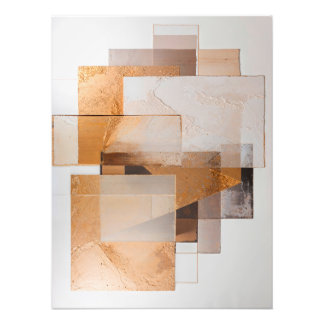 Abstract Geometric Collage with Earth Tones フォトプリント
