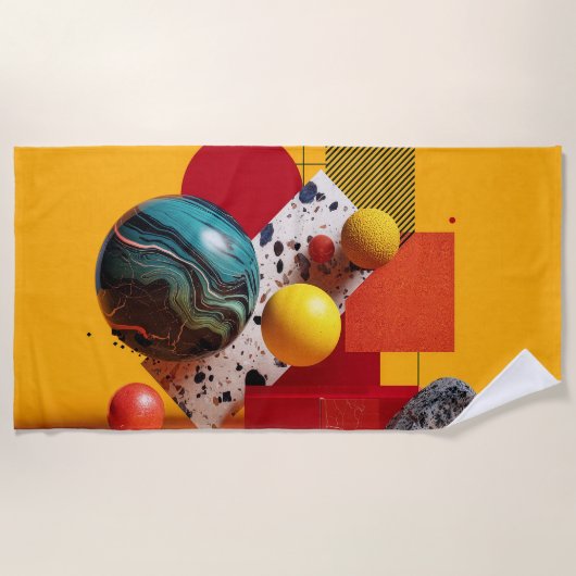 Abstract geometric colorful composition  ビーチタオル (正面)