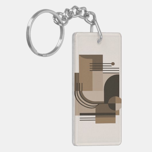 Abstract Geometric Composition in Earthy Tones キーホルダー (正面左)