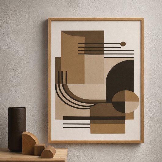 Abstract Geometric Composition in Earthy Tones ポスター