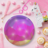 Abstract Geometric Crystal Mosaic in Pink ペーパープレート (パーティー)