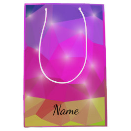 Abstract Geometric Crystal Mosaic in Pink ミディアムペーパーバッグ