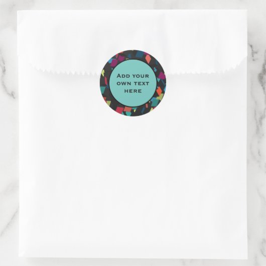 Abstract Geometric Cube Pattern Custom Text ラウンドシール (バッグ)