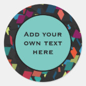 Abstract Geometric Cube Pattern Custom Text ラウンドシール (正面)