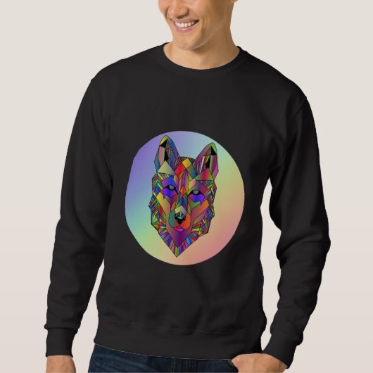 Abstract geometric cubic wolf art T-Shirt スウェットシャツ (正面)