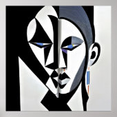 Abstract Geometric Cubist Face ポスター (正面)