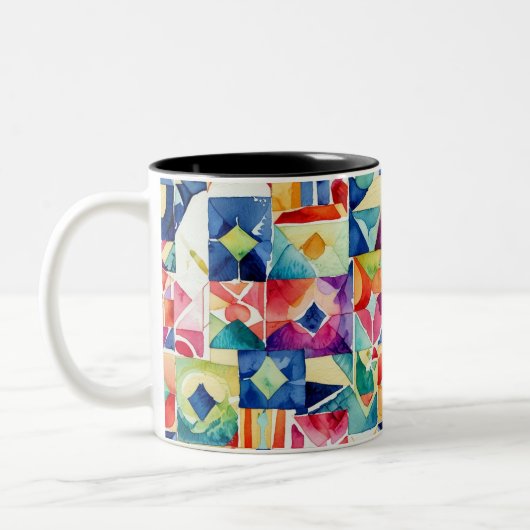 Abstract geometric digital pattern 17 - Coffee Mug ツートーンマグカップ (左)