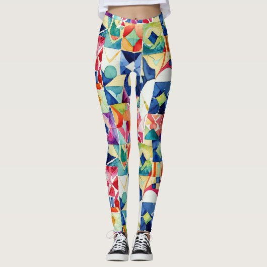 Abstract geometric digital pattern 17 - Leggings レギンス (正面)