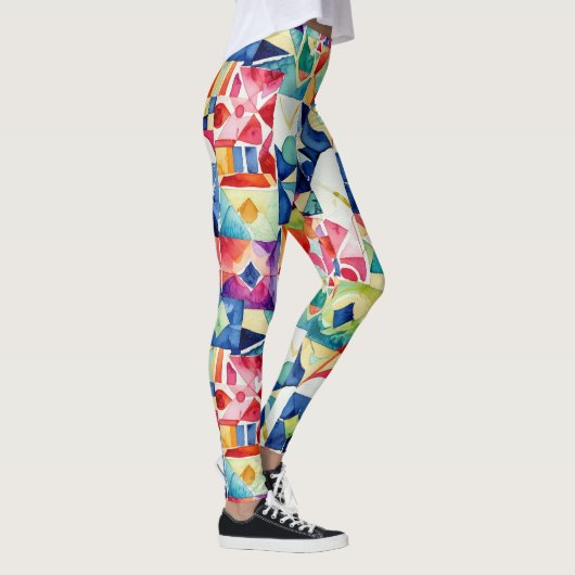 Abstract geometric digital pattern 17 - Leggings レギンス (右)