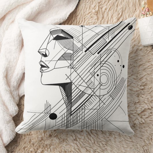 Abstract Geometric Face クッション (ブランケット)