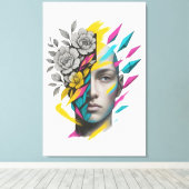 Abstract Geometric Face Modern Wall Art キャンバスプリント (インサイチュ (ウッドフロア))