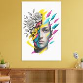Abstract Geometric Face Modern Wall Art キャンバスプリント (インサイチュ (リビング))