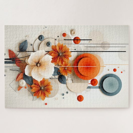 Abstract Geometric Floral ジグソーパズル (横)