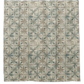 Abstract Geometric Floral Pattern シャワーカーテン (正面)