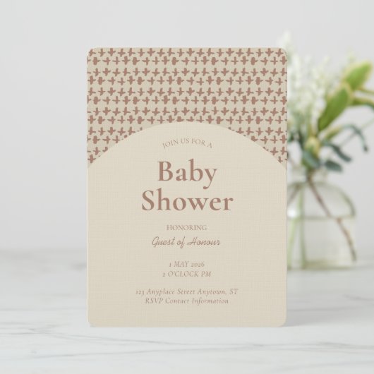 Abstract + Geometric Gender Neutral Brown Beige 招待状 (スタンド正面)