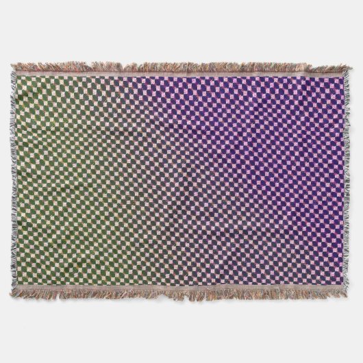 Abstract Geometric Gradient Checker Pattern 1278 スローブランケット (正面)