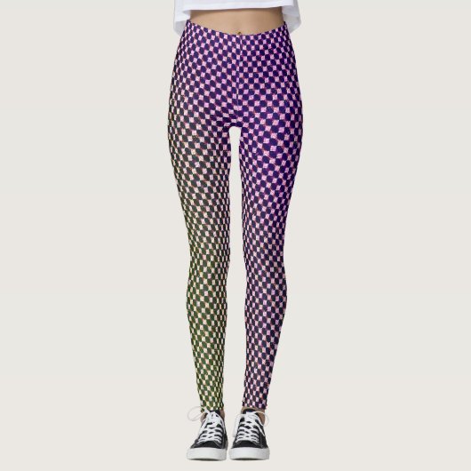 Abstract Geometric Gradient Checker Pattern 1278 レギンス (正面)