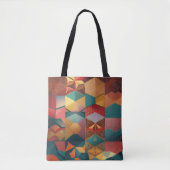 Abstract Geometric Hexagon Pattern トートバッグ (正面)