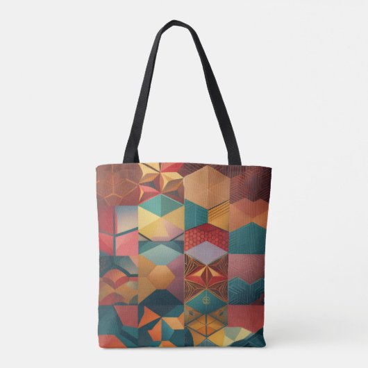 Abstract Geometric Hexagon Pattern トートバッグ (裏面)