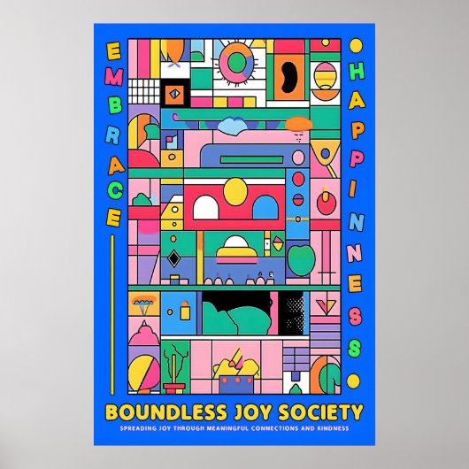 Abstract Geometric Joy Poster Vibrant Modern Wall ポスター (正面)