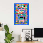 Abstract Geometric Joy Poster Vibrant Modern Wall ポスター (ホームオフィス)