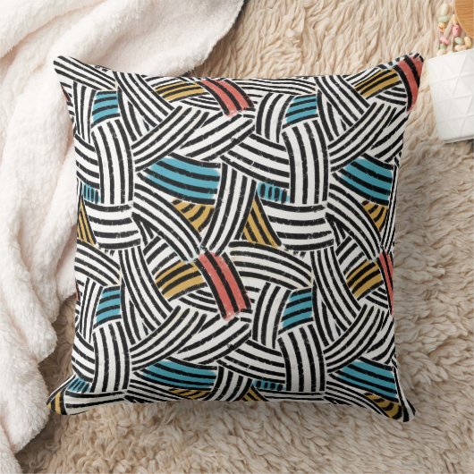 Abstract Geometric Line Art Seamless Pattern クッション (ブランケット)