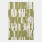Abstract geometric lines olive green unique contem キッチンタオル (縦)