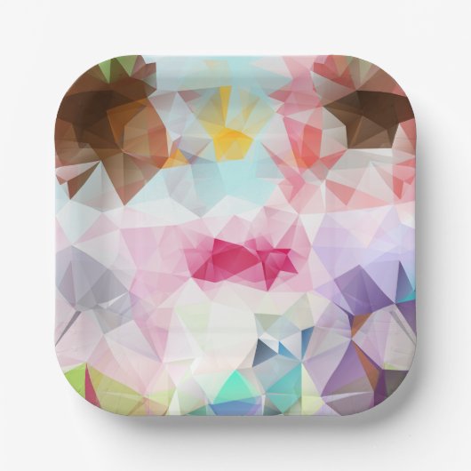 Abstract Geometric Low Poly Mosaic ペーパープレート (正面)