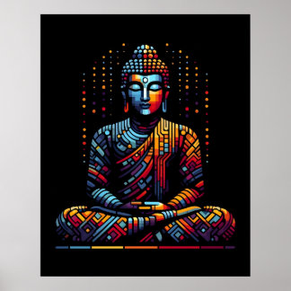 Abstract Geometric Modern Art | Gautama Buddha ポスター
