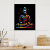 Abstract Geometric Modern Art | Gautama Buddha ポスター (キッチン)