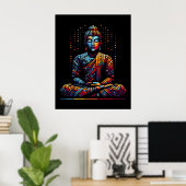 Abstract Geometric Modern Art | Gautama Buddha ポスター (ホームオフィス)