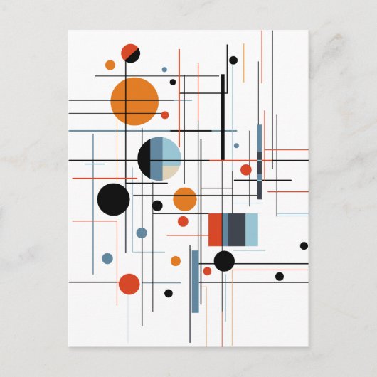 Abstract Geometric Modern Minimalist Lines シーズンポストカード (正面)