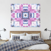 Abstract Geometric Mosaic Purple, Blue, and Gray キャンバスプリント (インサイチュ (寝室))