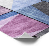 Abstract Geometric Mosaic Purple, Blue, and Gray ポスター (角)