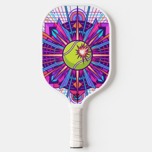 Abstract Geometric Padel Ball Sports Illustration ピックルボールラケット (正面)