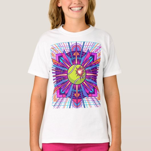 Abstract Geometric Padel Ball Sports Illustration Tシャツ (正面)