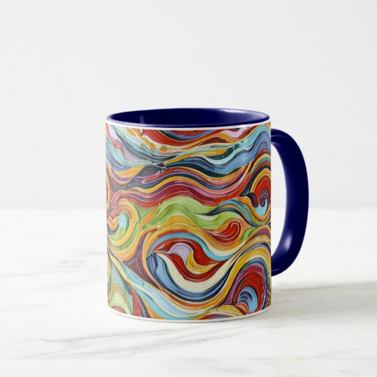 Abstract geometric pattern 39 with wavy lines マグカップ (正面右)