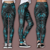 Abstract Geometric Pattern | Black and Teal レギンス