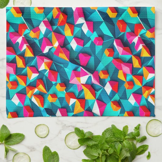 Abstract geometric pattern design 14-Kitchen Towel キッチンタオル (折り畳み)