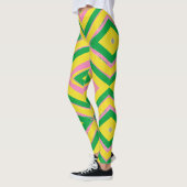 Abstract Geometric Pattern | Green, Yellow & Pink レギンス (左)