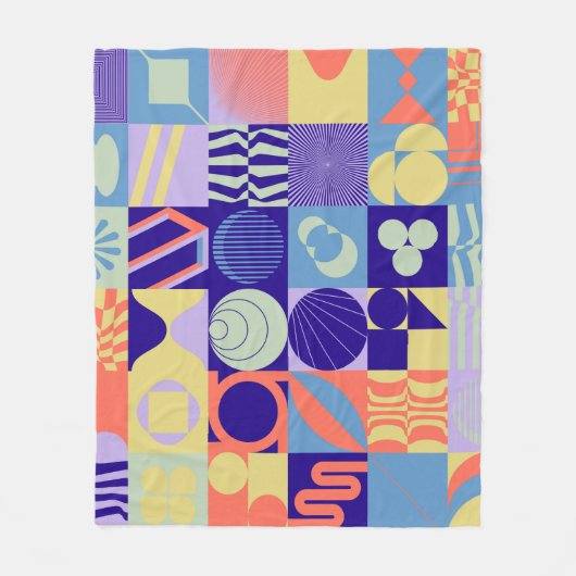 Abstract geometric pattern made with simple shapes フリースブランケット (正面)