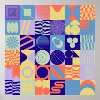 Abstract geometric pattern made with simple shapes ポスター