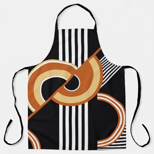 Abstract geometric pattern on black. Vintage Illus エプロン (正面)