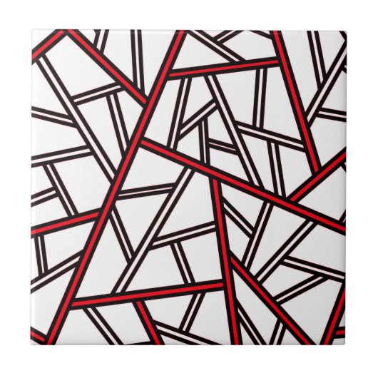 Abstract geometric pattern - red, black and white. タイル (正面)