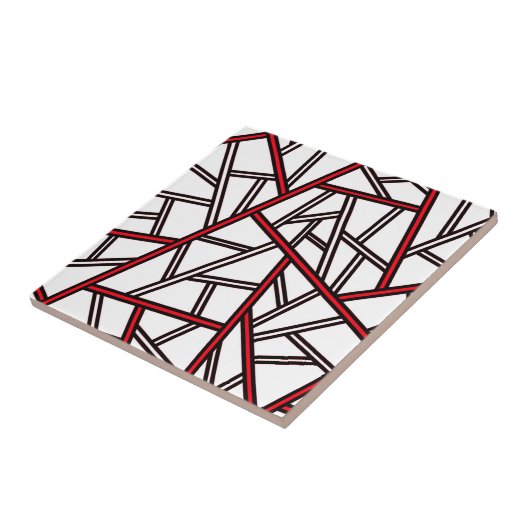 Abstract geometric pattern - red, black and white. タイル (側面)