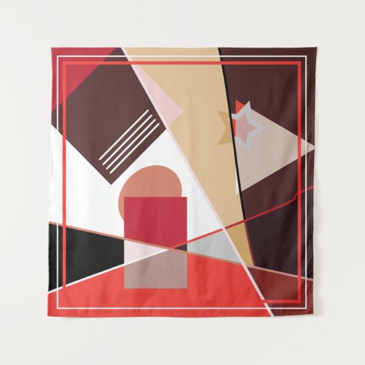 Abstract geometric pattern,  silk scarf shawl desi タペストリー (正面(横))