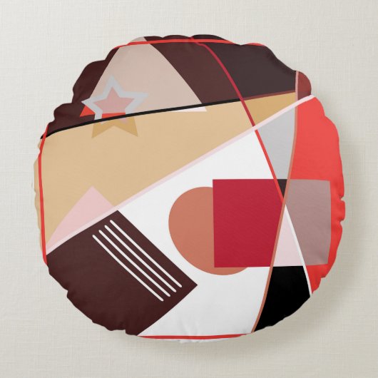 Abstract geometric pattern, silk scarf shawl desi ラウンドクッション (正面)
