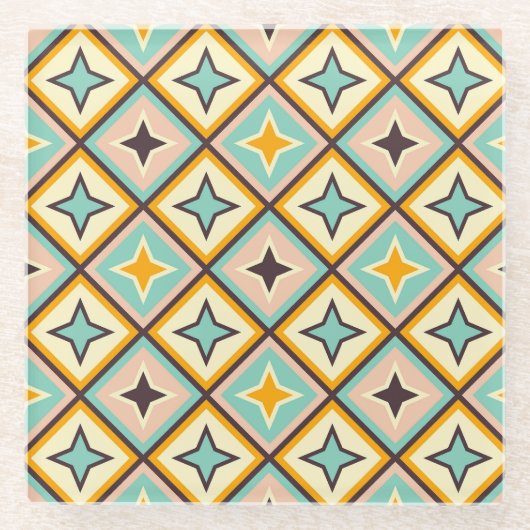 Abstract geometric pattern with diamond shapes ガラスコースター (正面)