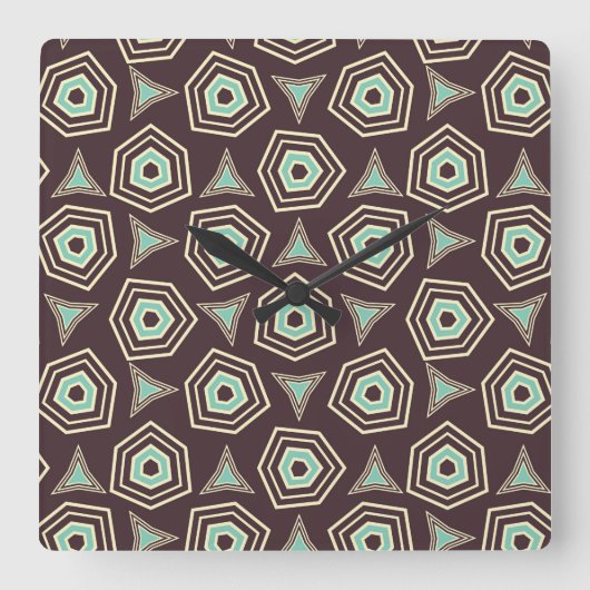 Abstract geometric pattern with layered pentagons  スクエア壁時計 (正面)