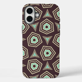 Abstract geometric pattern with layered pentagons  iPhone 16 plusケース